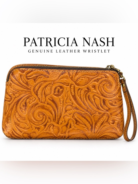 Patricia Nash Accessories - Patricia Nash Apricale Gold Tooled Leather Crossbody Wristlet Bag